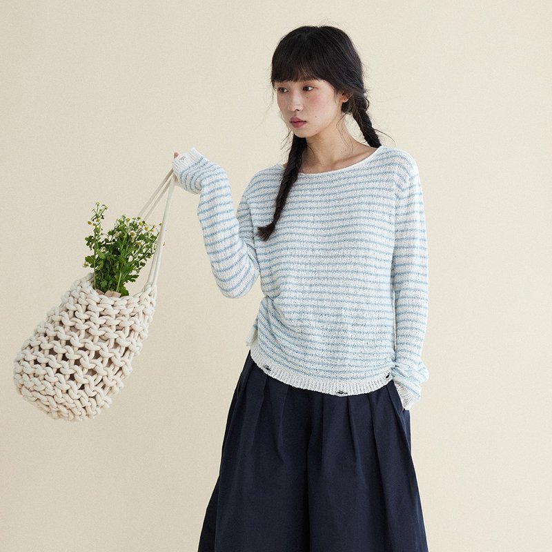 一字领针织打底衫|针织衫|两色|春款|Sora-1763 - 女装针织衫/毛衣 - 棉．麻 多色