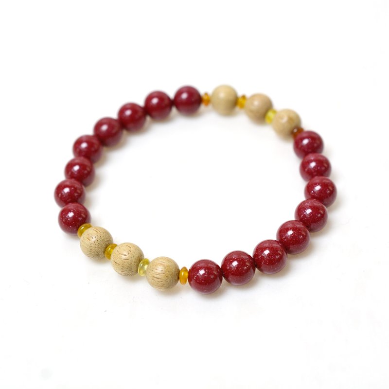 【汉礼】 8mm 朱砂手串 (配沉香) - 手链/手环 - 其他材质 