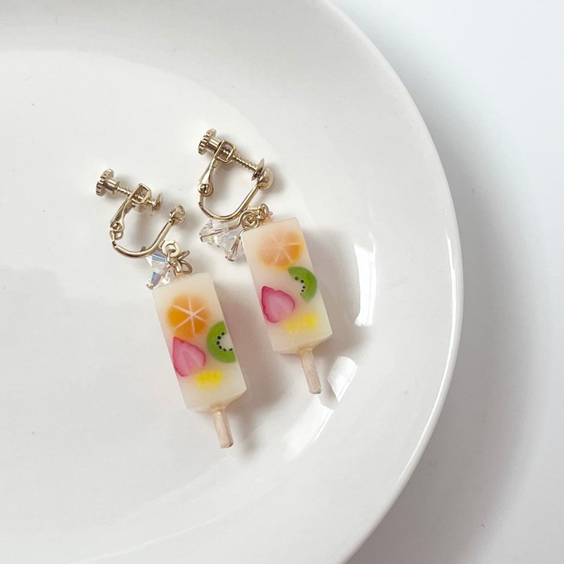 水果优格冰棒耳夹 - 耳环/耳夹 - 压克力 多色