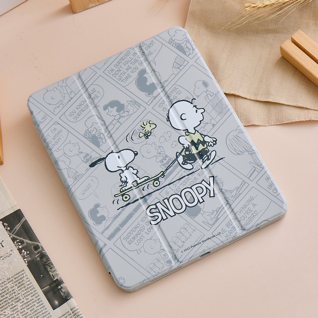 SNOOPY 史努比 轻松滑板强悍磁吸 iPad 三折保护壳 - 平板/电脑保护壳 - 塑料 多色