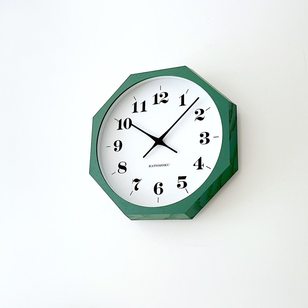 KATOMOKU muku clock 12 八边形 绿色 (km-97GR8) 挂钟 日本制 - 时钟/闹钟 - 木头 绿色
