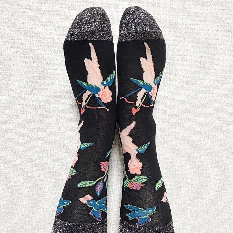 Ange Socks/黑色 - 袜子 - 棉．麻 黑色