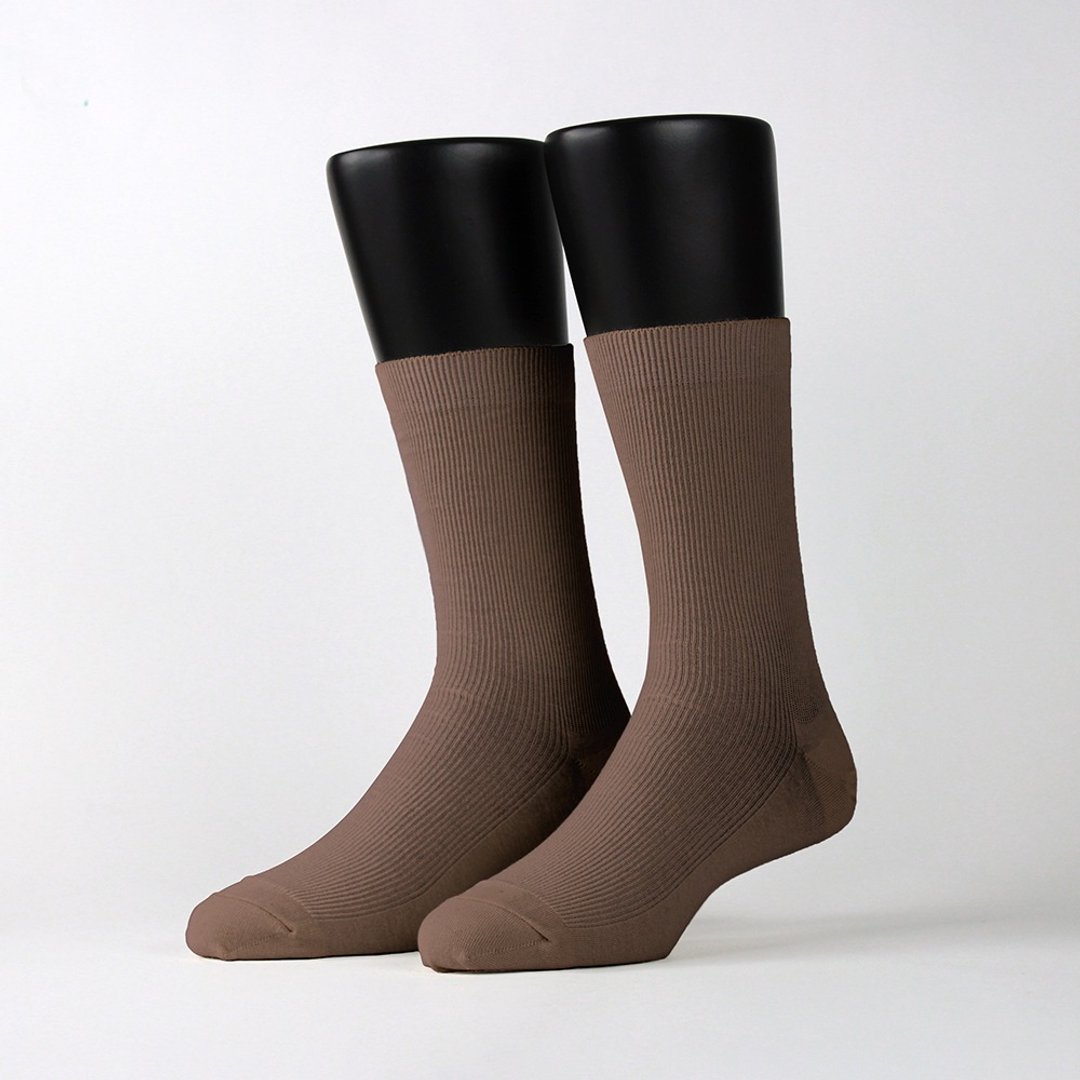 【FOOTER】素色微分子高筒袜 (男袜-T73L/XL) - 袜子 - 棉 卡其色