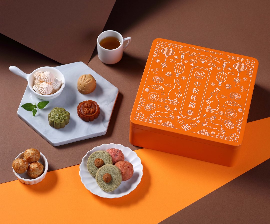 【中秋礼盒】中秋九宫格铁盒饼干/手工饼干/满50盒可定制铁盒 - 手工饼干 - 新鲜食材 橘色