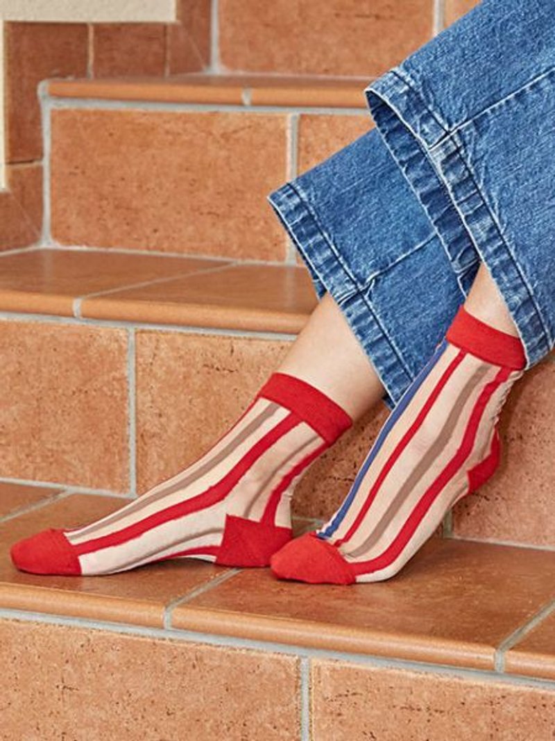 Basque Stripe Sheer Socks 23～25cm - 袜子 - 其他材质 