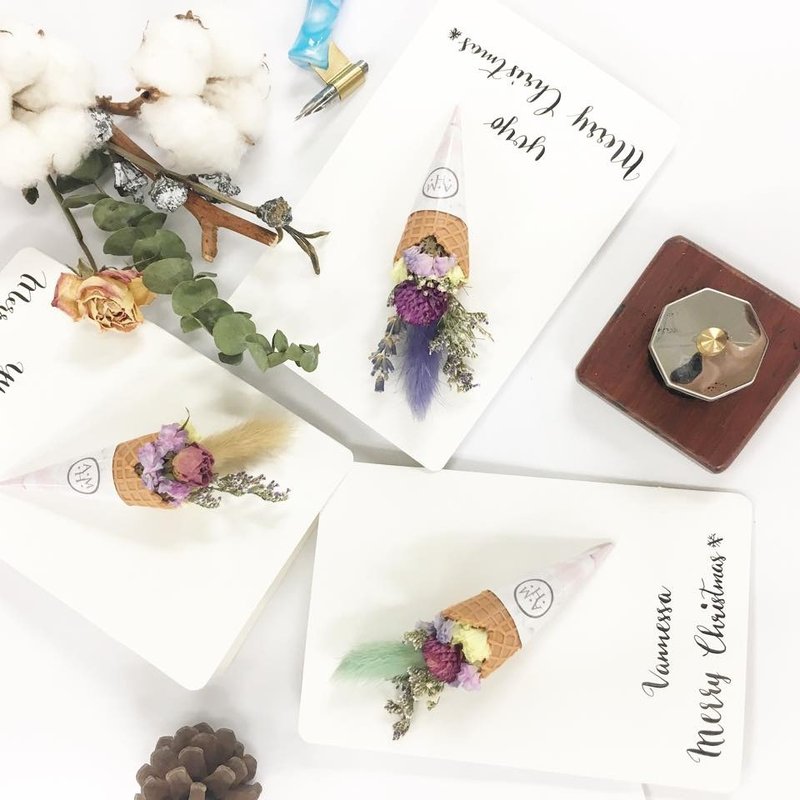 法香冰干甜甜花筒 婚礼 圣诞卡 干燥花 西洋书法  名字定制 - 卡片/明信片 - 纸 