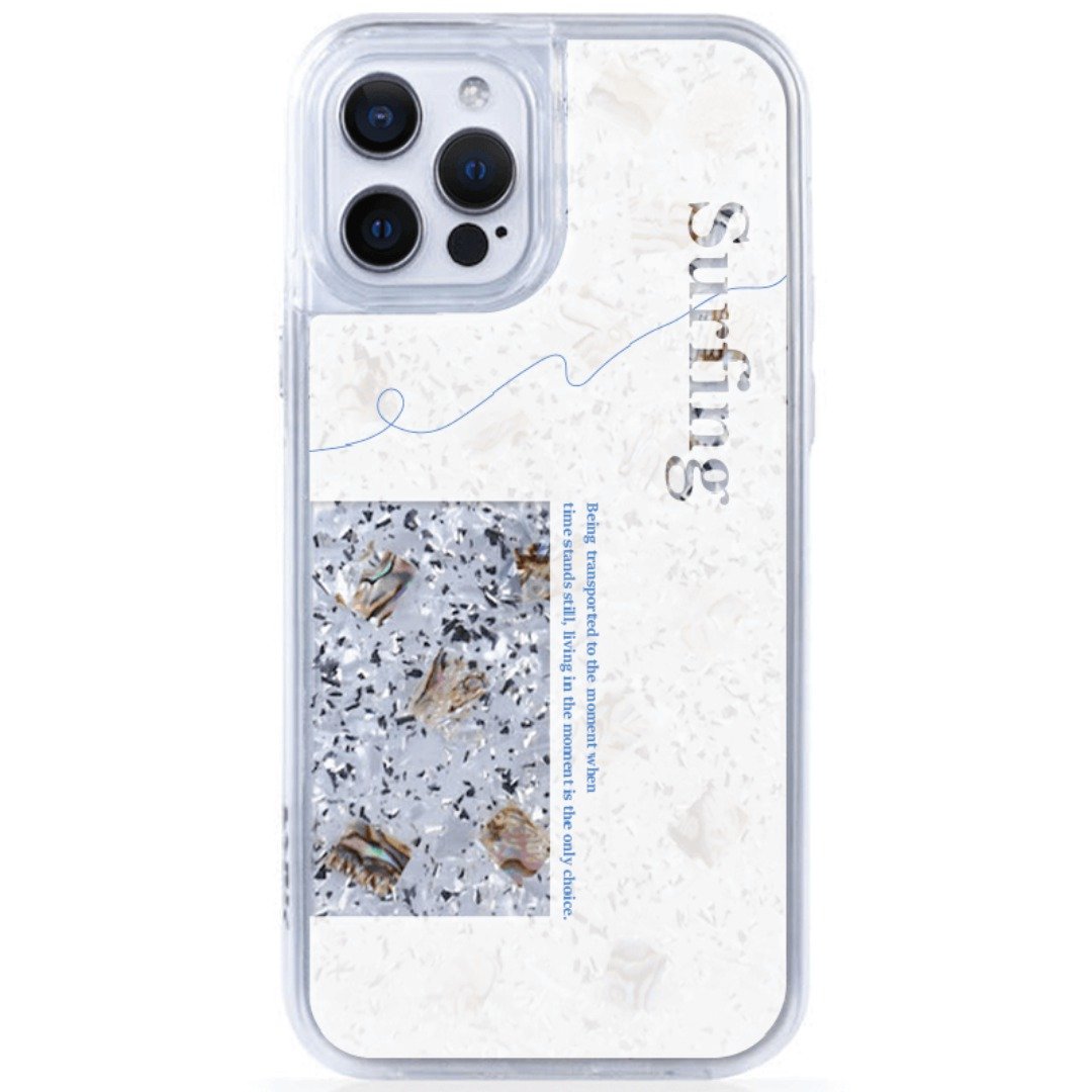 留白－银色冲浪 iphone 14 13 12 pro max 贝壳防摔手机壳 定制 - 手机壳/手机套 - 贝壳 多色