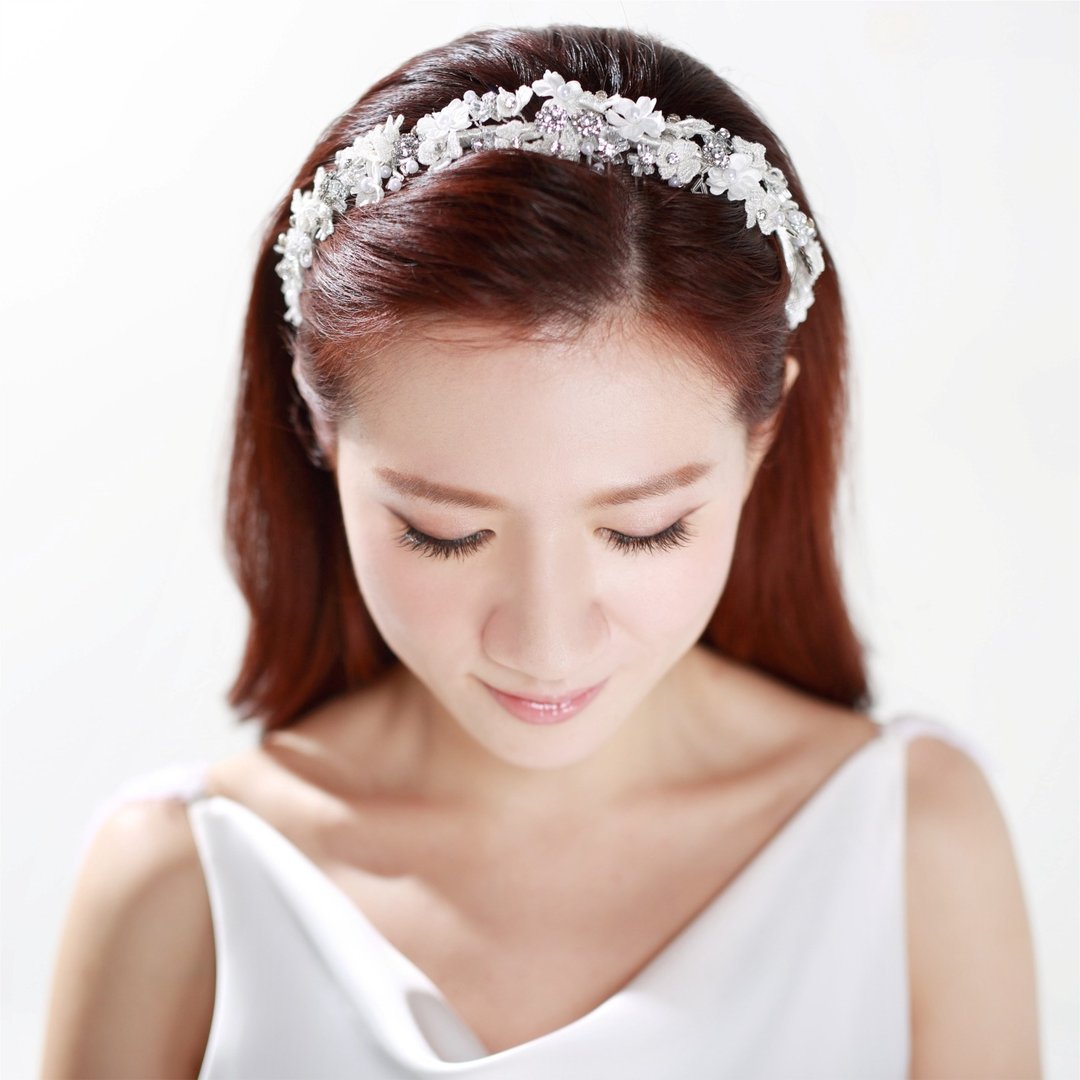 PUREST HOME 绣花钻石珍珠女神装饰发箍(单环) PT16001｜婚纱．结婚．婚礼饰品首选｜法式时尚手作新娘头饰．发饰．闺蜜新婚送礼最佳首选 - 发饰 - 宝石 