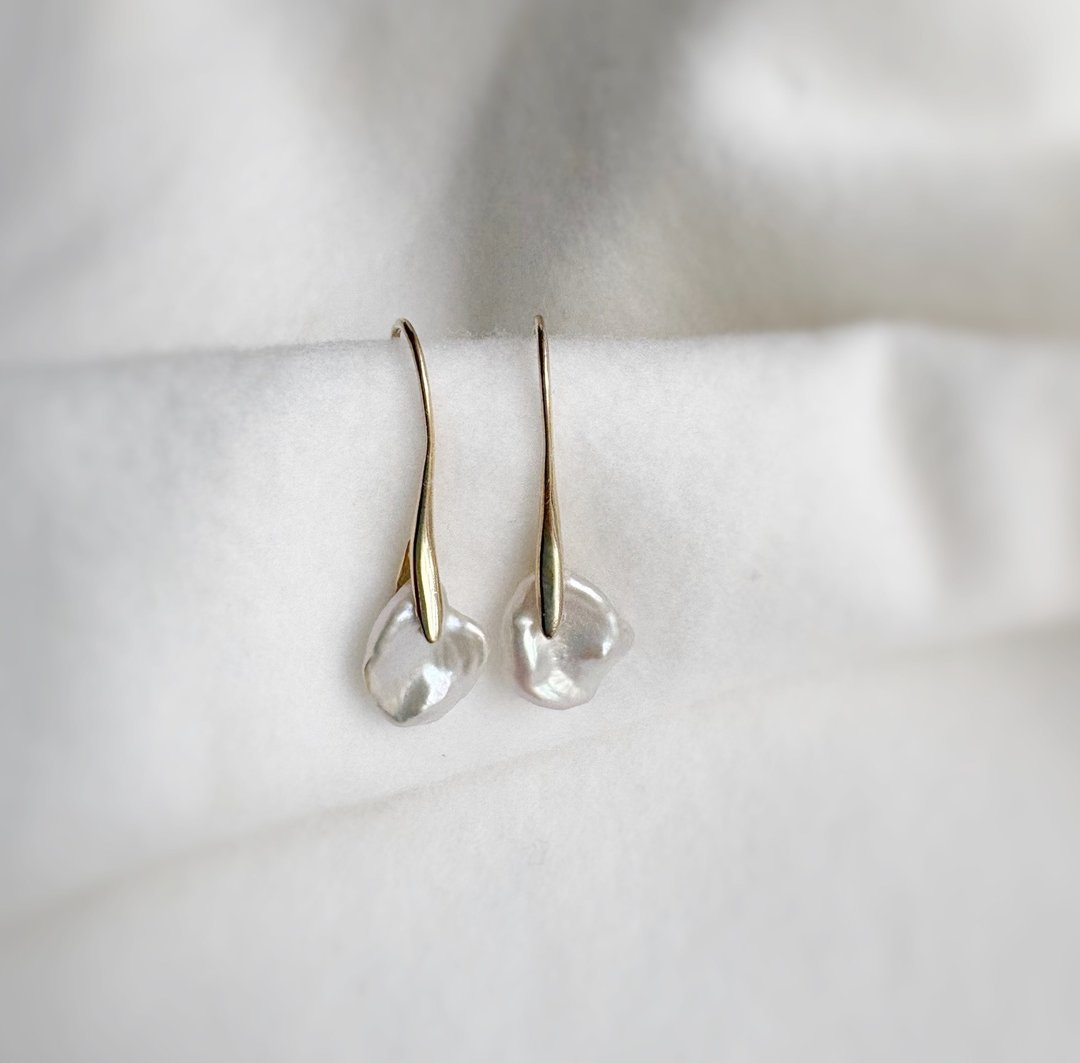 Keshi Pearl Earring - 耳环/耳夹 - 珍珠 白色