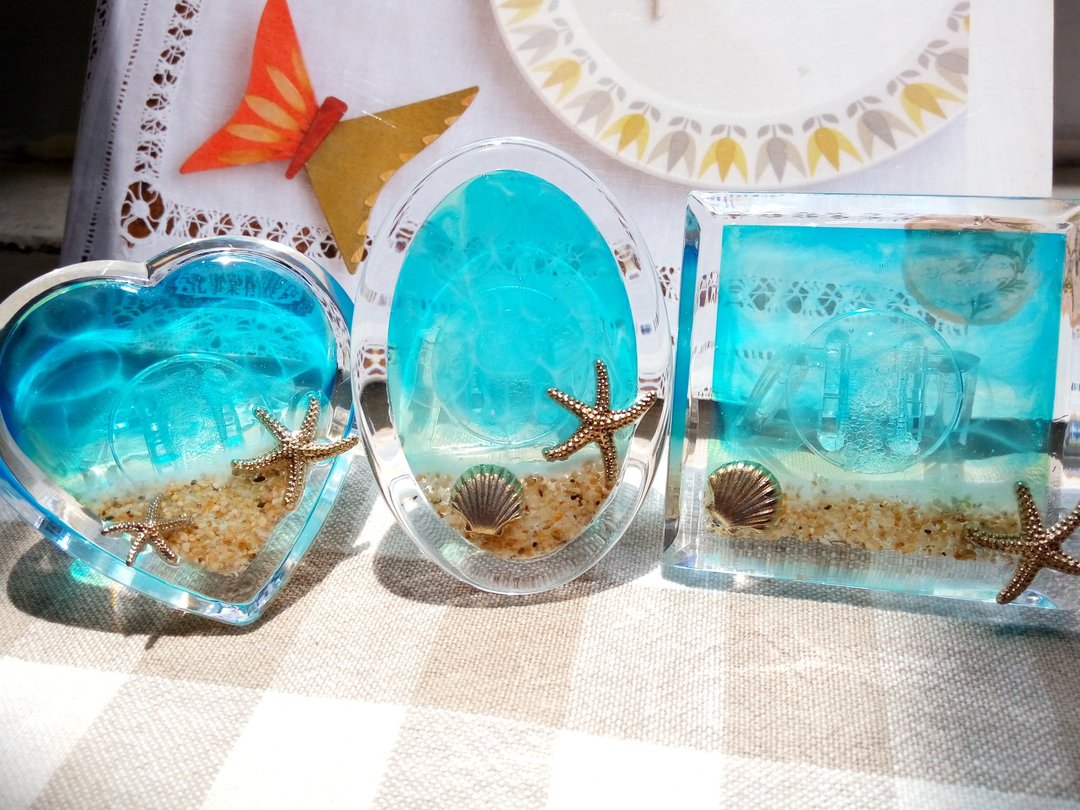 Anny的疗愈小品, 桌上小摆饰, 夏日海洋立画 - 画框/相框 - 压克力 蓝色