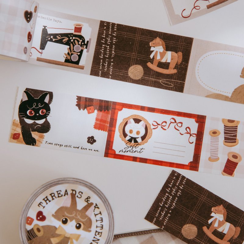 卷式便利贴-线与猫的午后时光 - 便条纸/标签贴 - 纸 卡其色