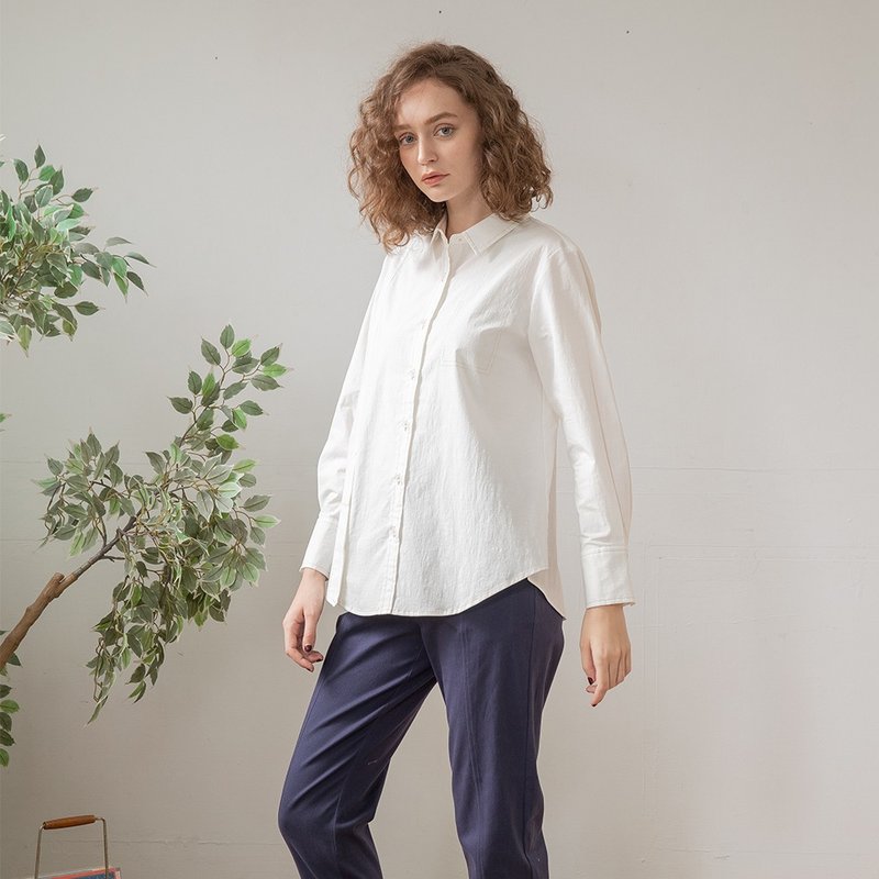 Hana Mokuba 不对称开叉简约衬衫 - 女装衬衫 - 其他材质 