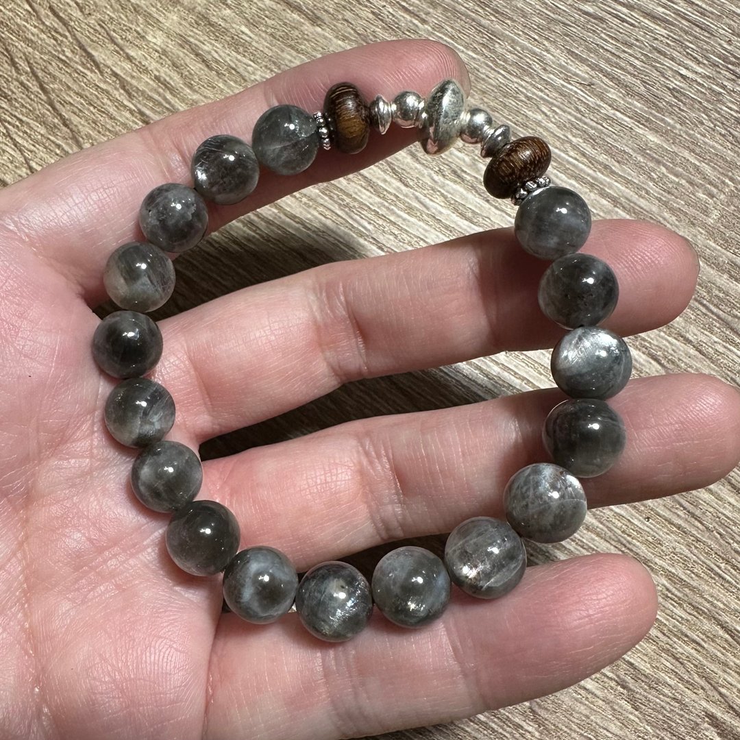 9mm星辉骨干太阳石 沉香 银制手串 - 手链/手环 - 半宝石 