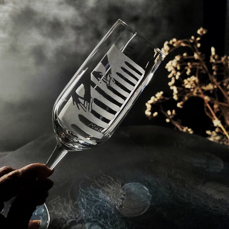 【庆贺杯定制】气泡酒杯 可配对 手工雕图/免费刻字 - 酒杯/酒器 - 玻璃 透明