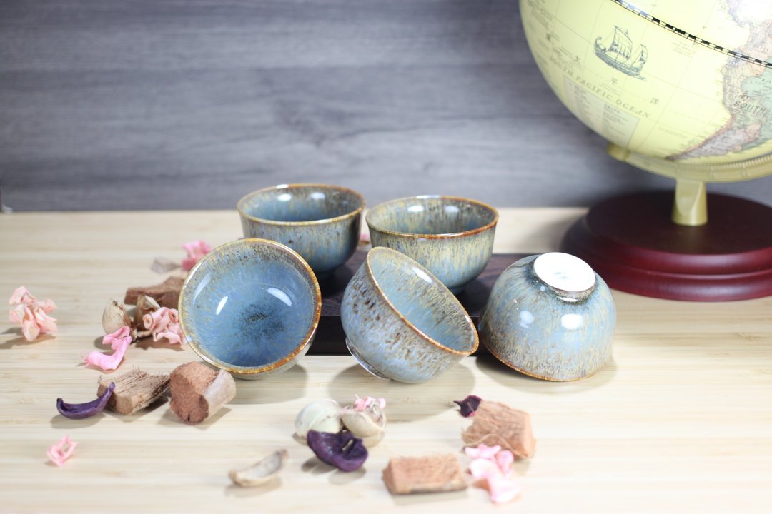 【送礼好物】90ml 天目釉 宽口五杯组 莺歌名家叶敏祥作品 - 其他杯子 - 瓷 