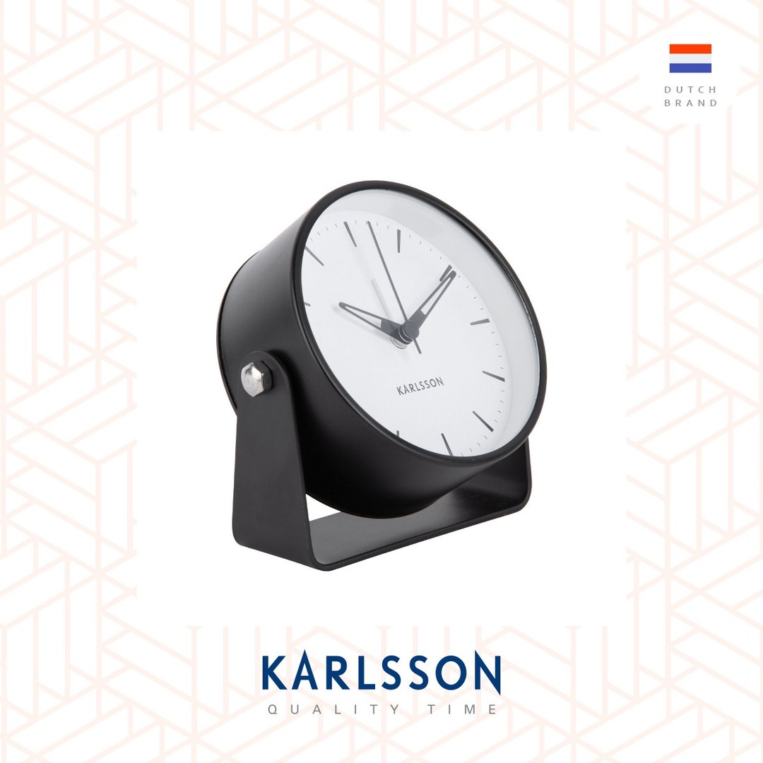 荷兰Karlsson, Alarm clock Clam black 闹钟黑色 - 时钟/闹钟 - 其他金属 黑色