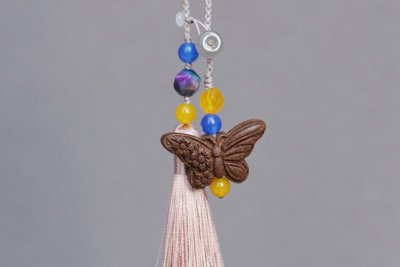 壹染指香品 | 天然合香 | 蝶恋花 流苏 挂饰 | 一物一图 赠礼佳品 - 吊饰 - 植物．花 粉红色