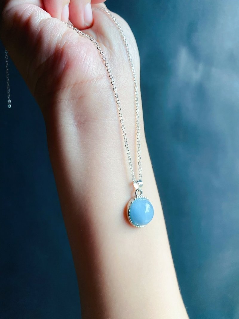 【售出】天然 气质 海蓝宝 水晶 天然石 礼物 S925 项链 生日礼物 - 项链 - 水晶 蓝色