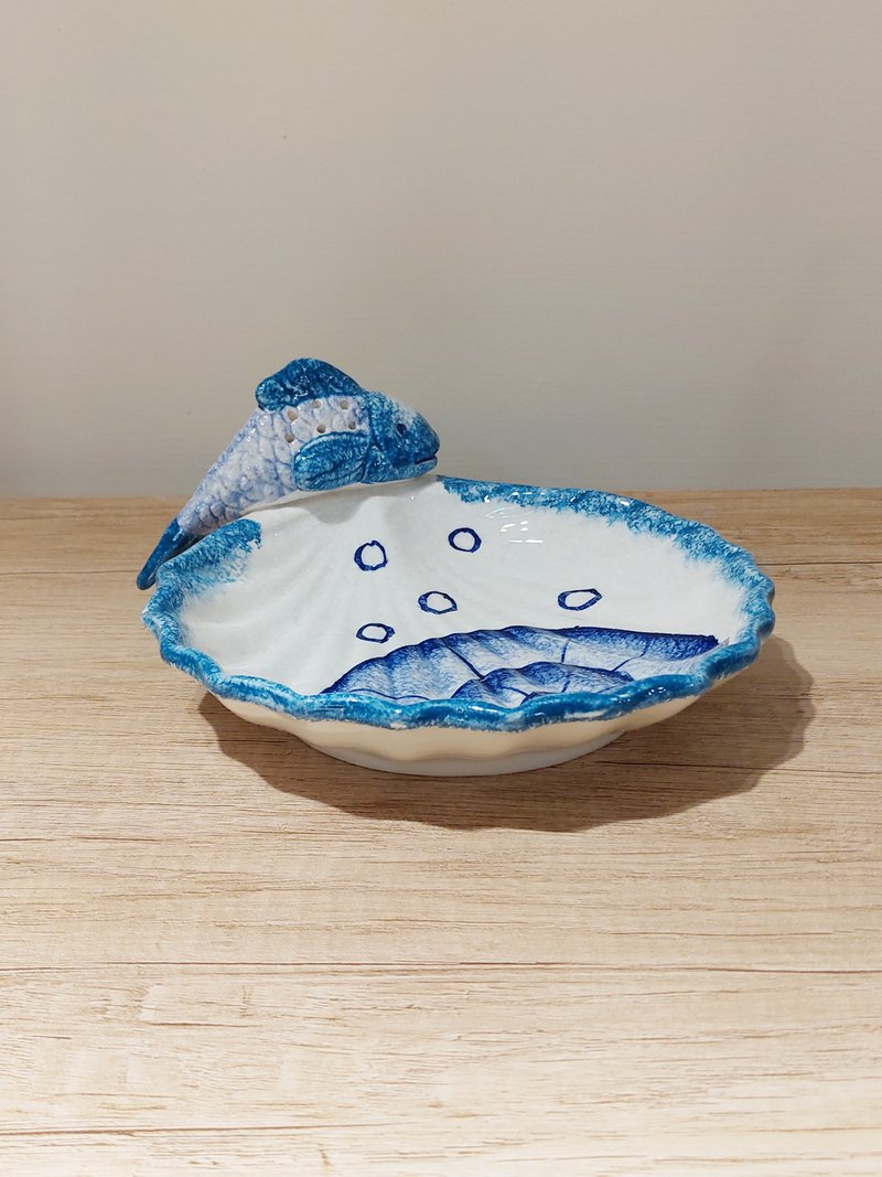 意大利手工陶-MD地中海 饰品盘17cm - 摆饰 - 陶 蓝色