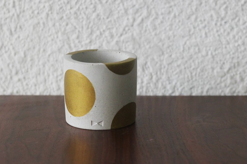 圆圆满满 | 水泥金点点盆器 花器 笔筒 - 植栽/盆栽 - 水泥 灰色
