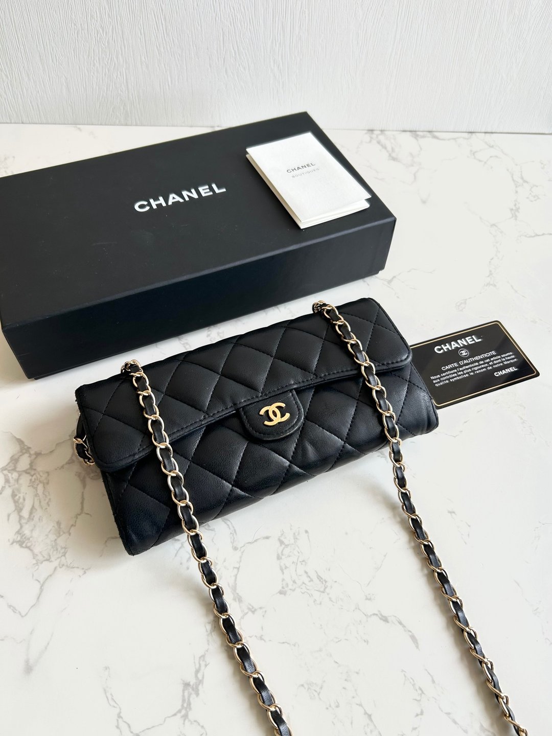 绝版古董包 Chanel黑色WOC皮革包 侧背包 斜背包 中古二手包 长夹 - 侧背包/斜挎包 - 真皮 黑色