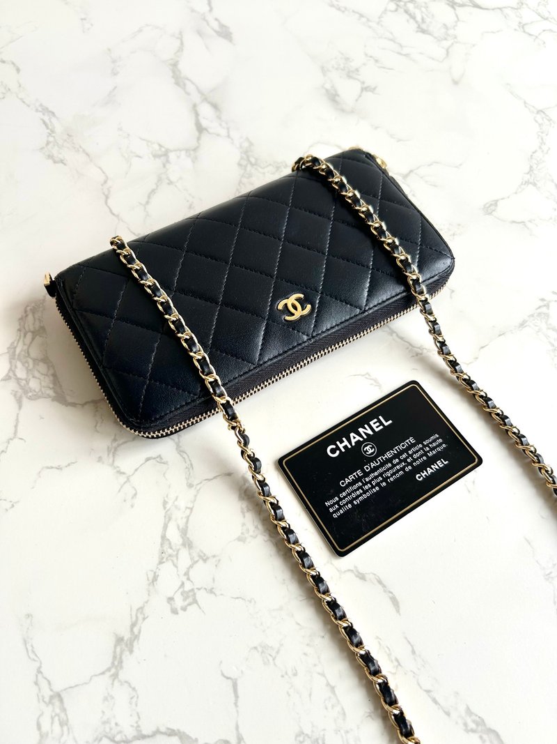 绝版古董包 Chanel黑色WOC皮革包 侧背包 斜背包 中古二手包 长夹 - 侧背包/斜挎包 - 真皮 黑色