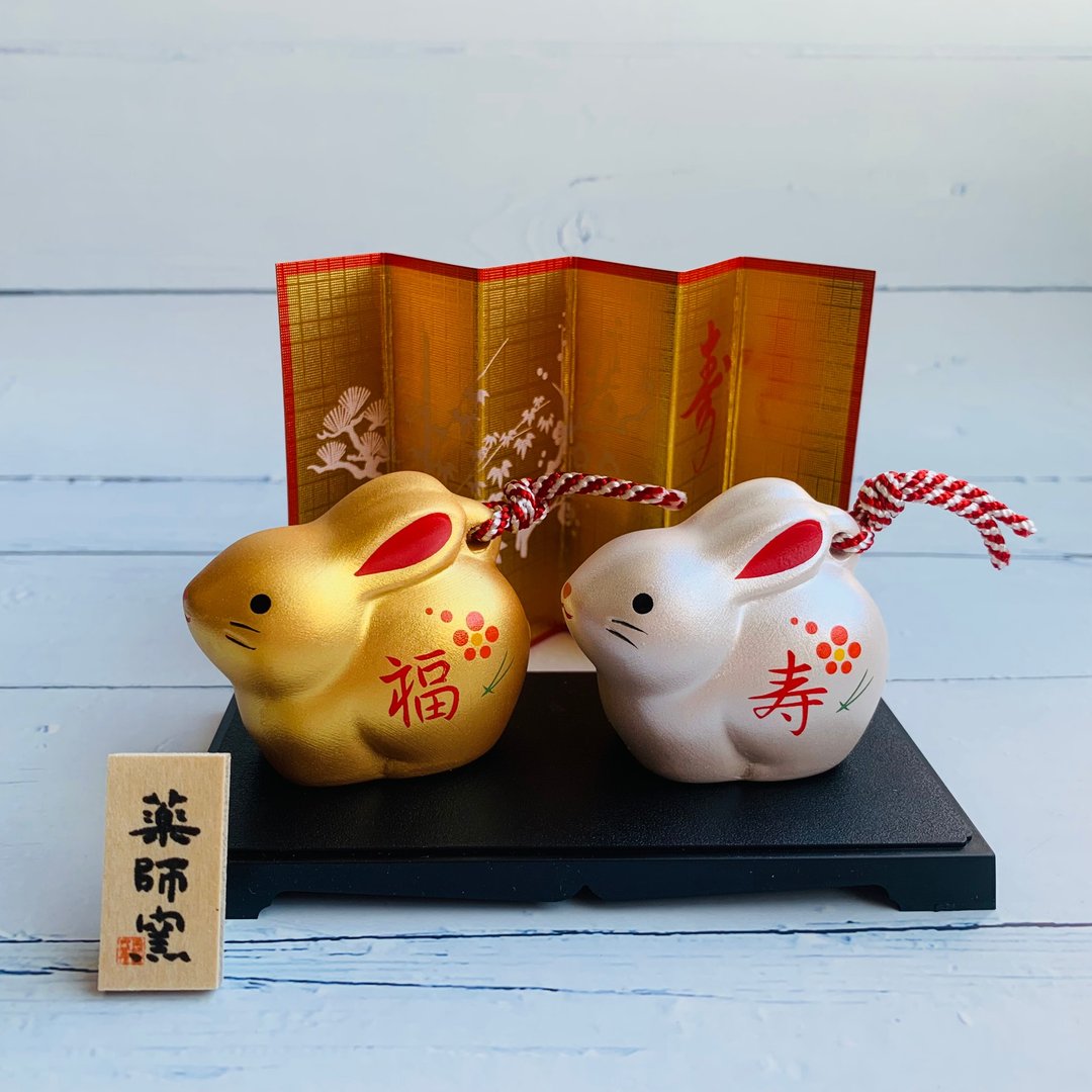彩耀招福寿寿兔-福寿-金银土铃-兔年吉祥物 - 摆饰 - 陶 