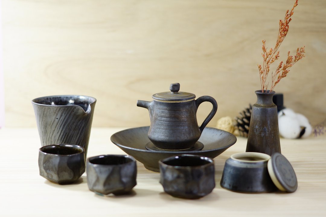金属色消光茶具组 - 茶具/茶杯 - 陶 黑色