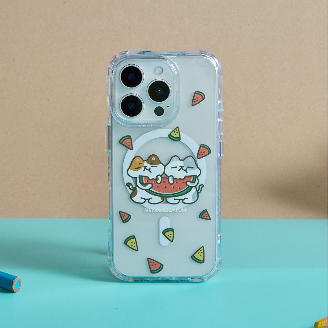 欧吉喵NEKO OJIMEOW喵吃西瓜抗黄防摔MagSafe iPhone手机壳 - 手机壳/手机套 - 塑料 多色