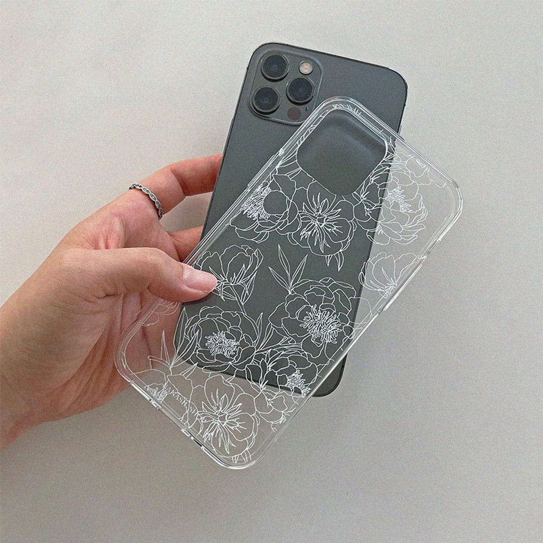 White Floral Drawing_Jelly 硬壳手机壳_MagSafe - 手机壳/手机套 - 其他材质 白色