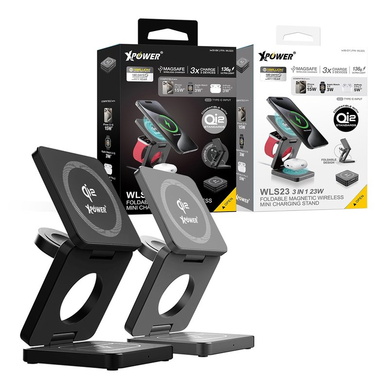 XPower WLS23 3合1 Qi2 23W MagSafe磁吸无线充电座 - 手机充电及周边 - 其他金属 多色