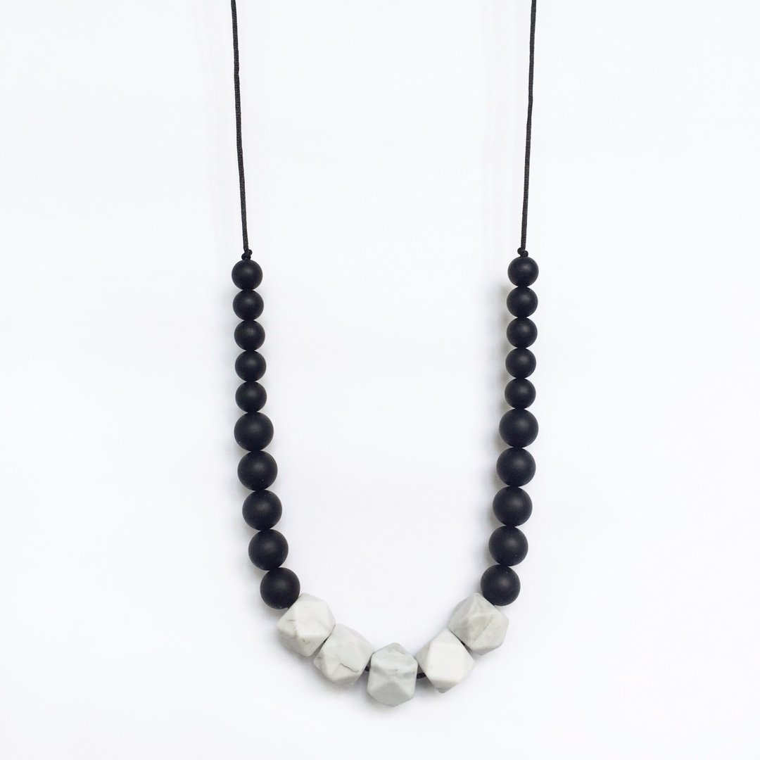 MARBLE SILICONE NECKLACE - BLACK - 项链 - 其他材质 黑色