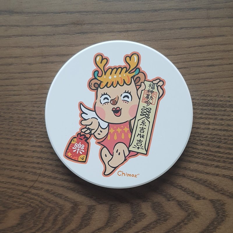 赤毛族X亲糸制艺所 八海 平安 圆形 陶瓷 吸水 杯垫 - 杯垫 - 陶 多色