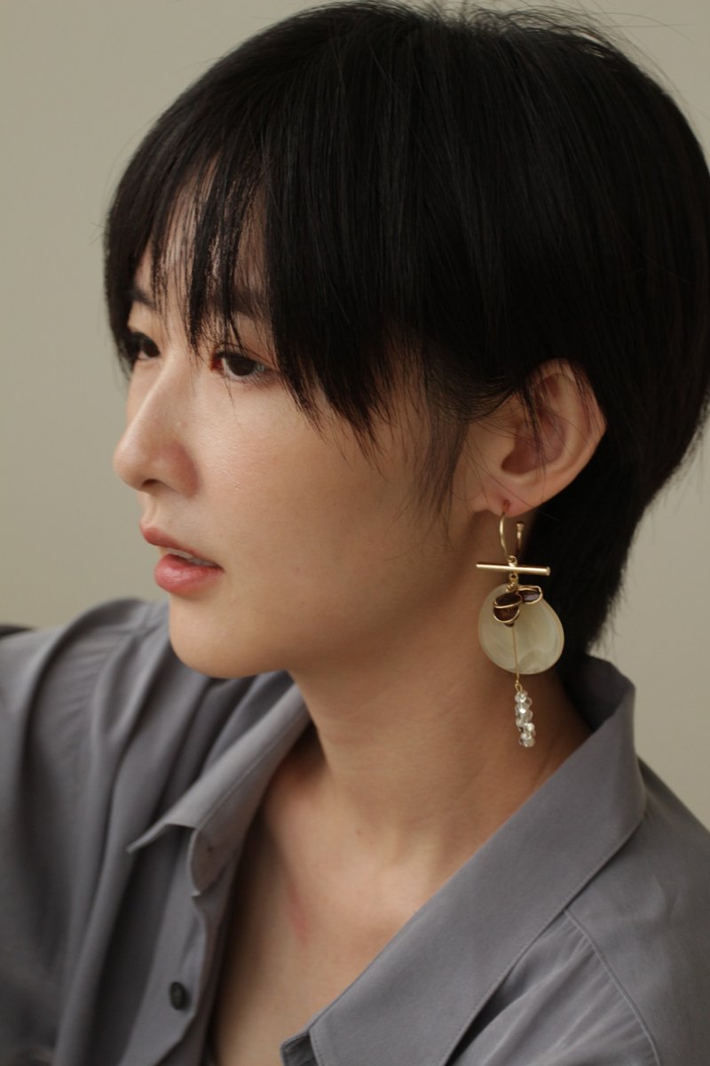 2020末十五 耳环 / 耳夹可 树脂 琉璃 时尚 饰品 生日礼物 - 耳环/耳夹 - 树脂 咖啡色