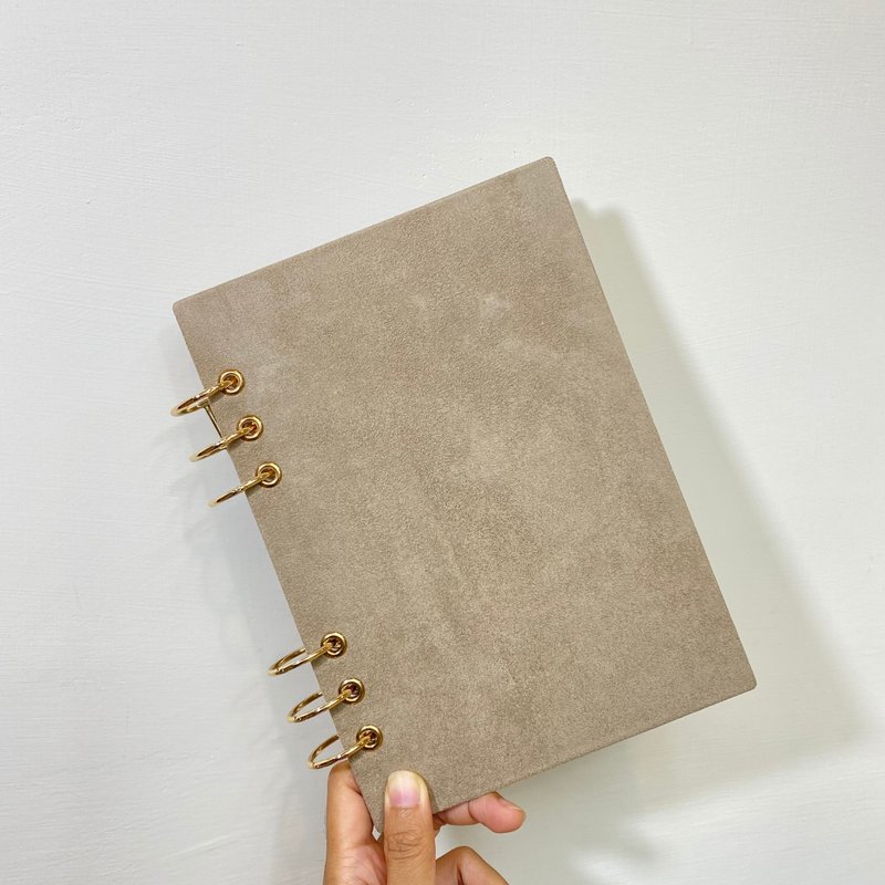 杏色麂皮绒面 -A5/A6 6孔活页本 封面可水洗  无时效 行事历 手帐 - 笔记本/手帐 - 其他材质 卡其色