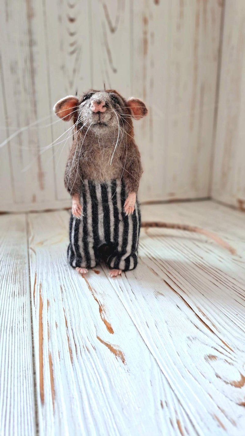 由天然羊毛制成的逼真的毡老鼠。一份原创的礼物。 - 玩偶/公仔 - 羊毛 咖啡色