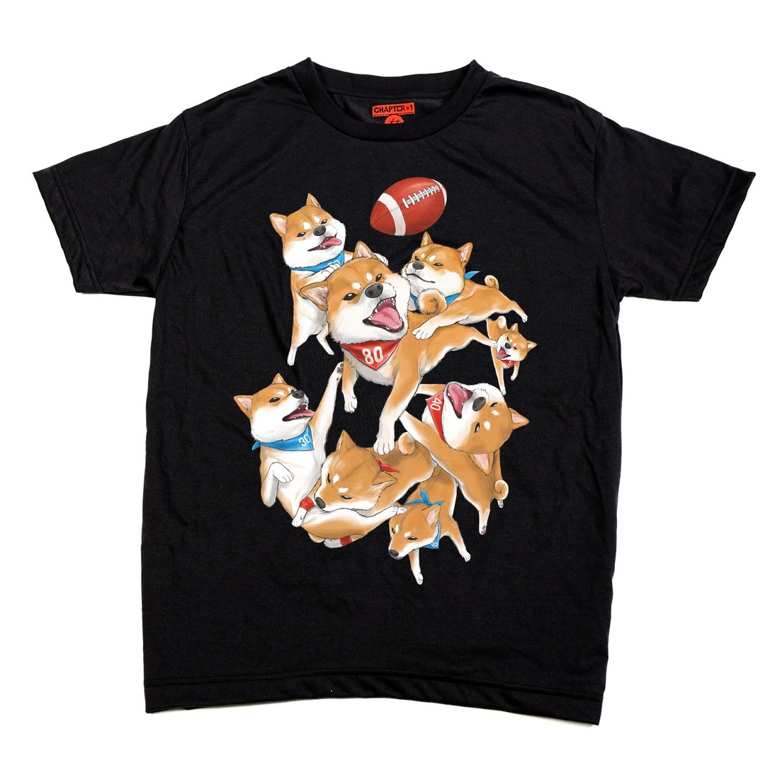 柴犬橄榄球 T-Shirt - 男装上衣/T 恤 - 其他材质 黑色