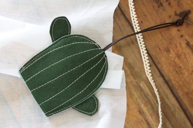 手作钥匙包。深绿直条纹小仙 - 其他 - 棉．麻 绿色