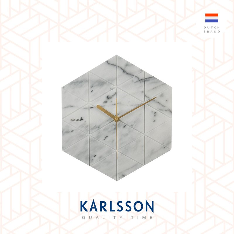 Karlsson, Wall clock Marble Hexagon white 真.云石挂钟白色 - 时钟/闹钟 - 其他材质 白色