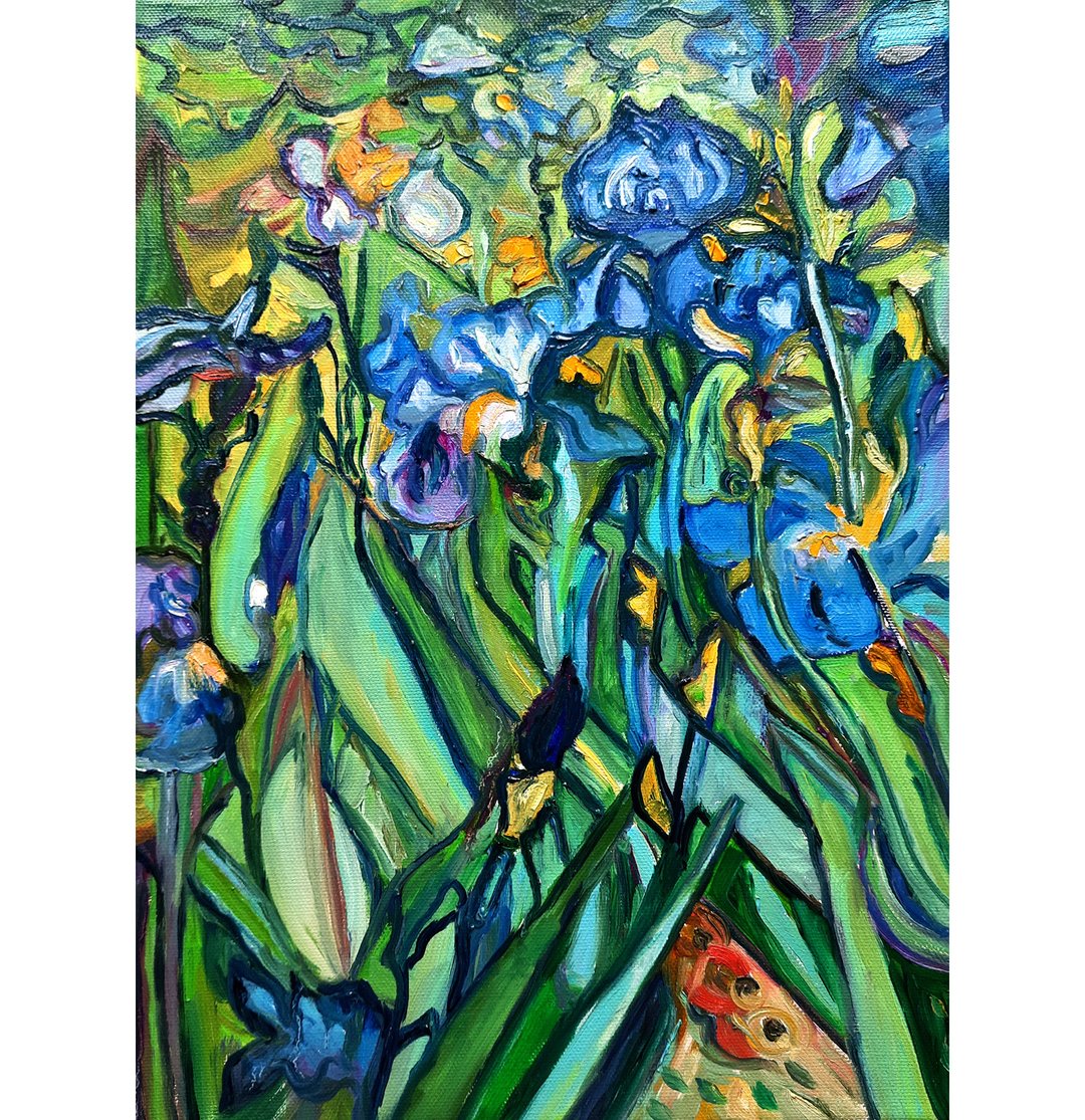 Florals of Van Gog Painting   Original Art Oil Painting Oil on Canvas Wall Decor - 墙贴/壁贴 - 其他材质 蓝色