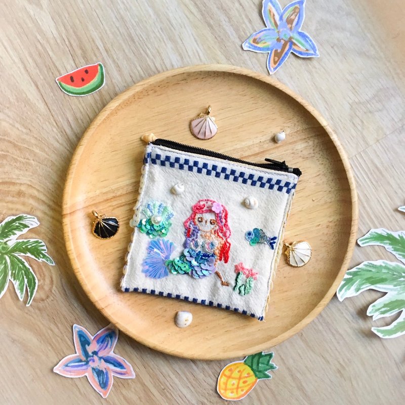 handmade mermaid and friends purse - 零钱包 - 绣线 