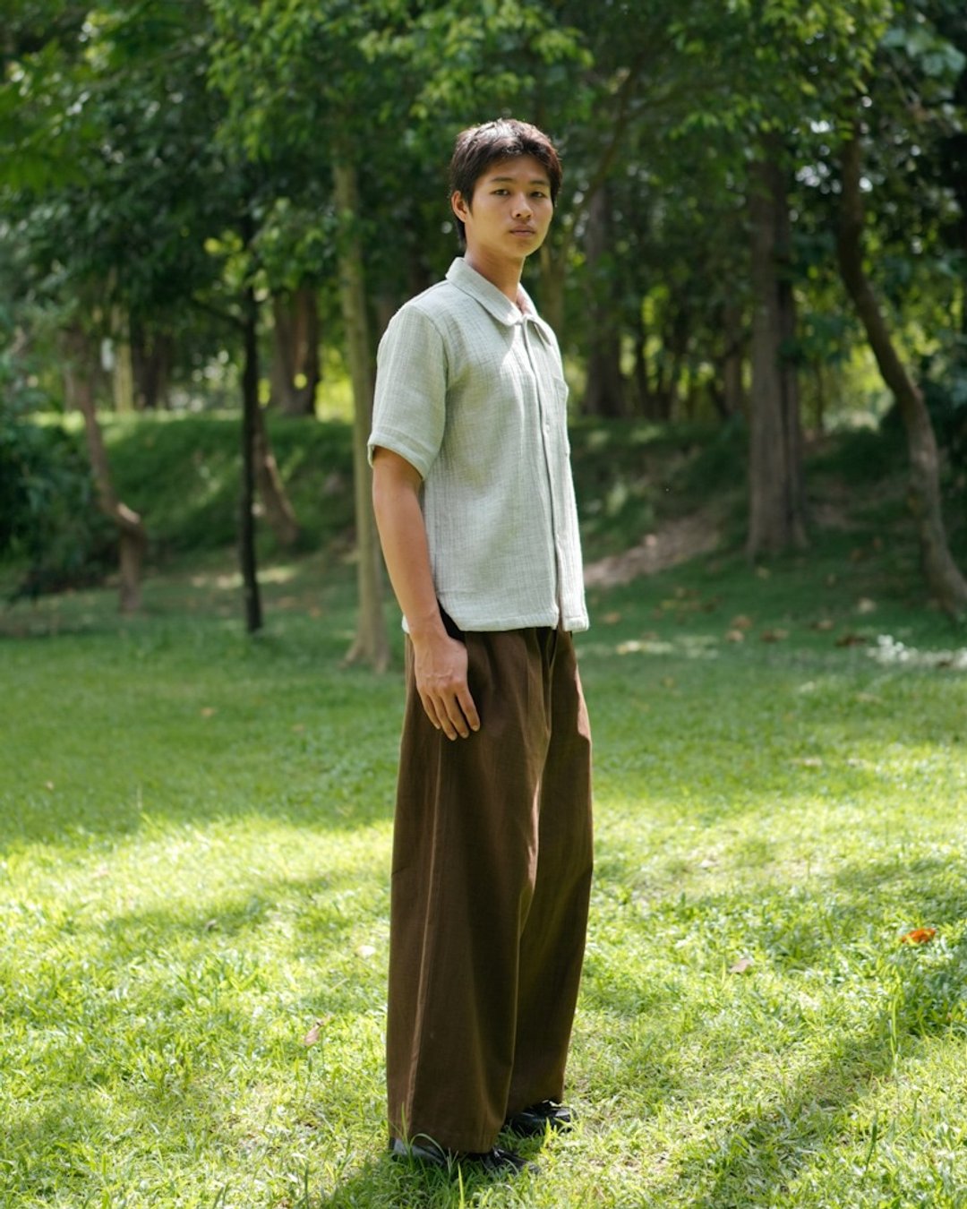 棕色列侬裤 - 手工编织长袖裤 (M/L) - 男士长裤 - 棉 咖啡色