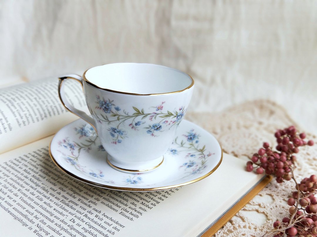 【好日恋物】英国vintage/antique蓝色勿忘我下午茶杯盘组 - 茶具/茶杯 - 瓷 蓝色