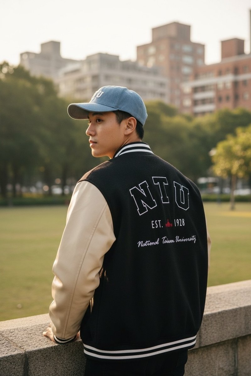 2025 A/W NTU Varsity Baseball Jacket 台大棒球外套 - 黑 - 男装外套 - 棉．麻 