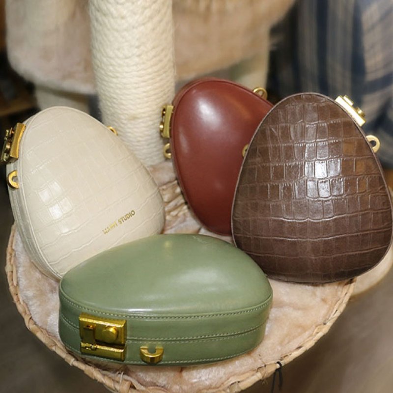 豆豆包丨妈妈让我把恐龙蛋带回家 简约时尚百搭椭圆豆包 - 侧背包/斜挎包 - 真皮 