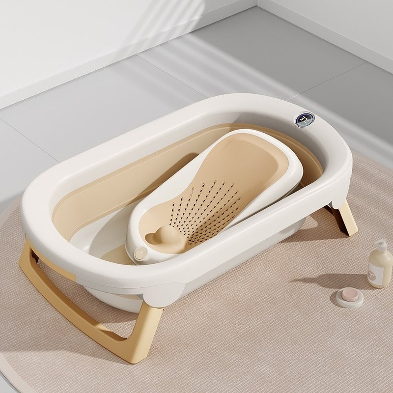 MH家居 轻奢感温婴儿折叠澡盆 宝宝 婴儿浴盆儿童澡盆 新生儿用品 - 其他 - 其他材质 