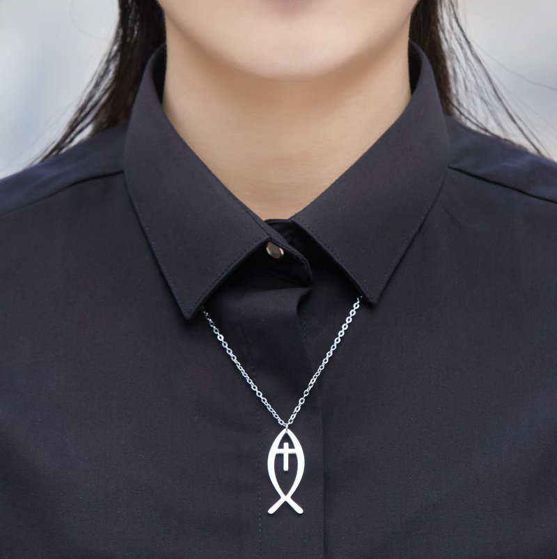 抗敏医疗钢 五饼二鱼-L长链 - 项链 - 其他金属 银色