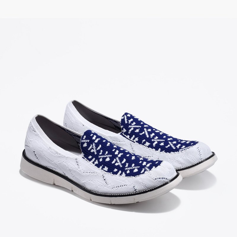 花纹缝线船型鞋/白 - 男款牛津鞋/乐福鞋 - 聚酯纤维 白色