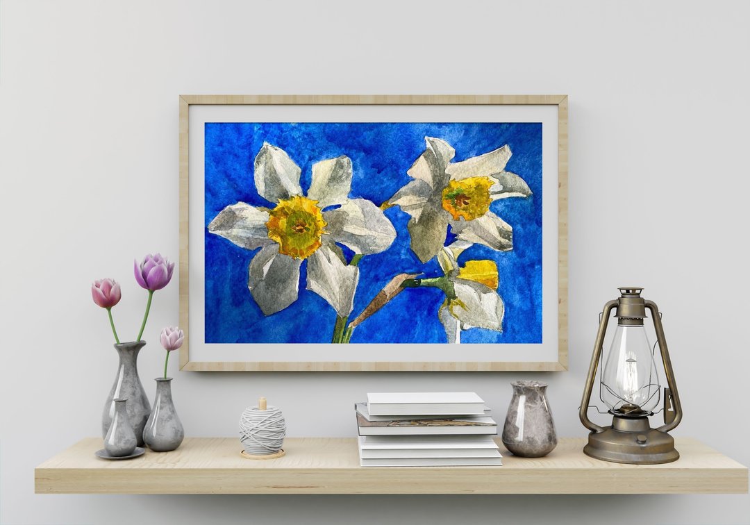 Digital file,Blooming Daffodils - Wall Art, Home Decor, Botanical painting - 其他数码设计 - 其他材质 多色