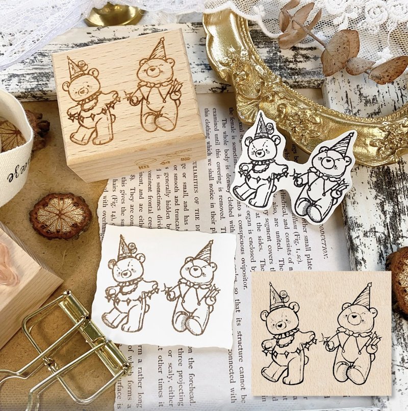 跳舞熊 (遊樂園) 木質手帳印章 - 印章/印台 - 其他材质 卡其色